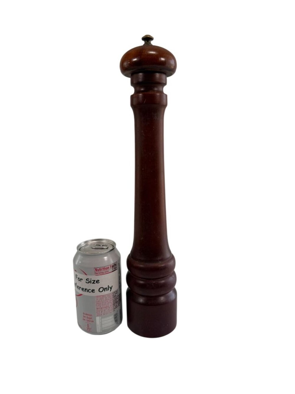 Vintage MCM M F Florenace Wood Pepper Mill Grinder Brass Top 15" - Picture 7 of 7